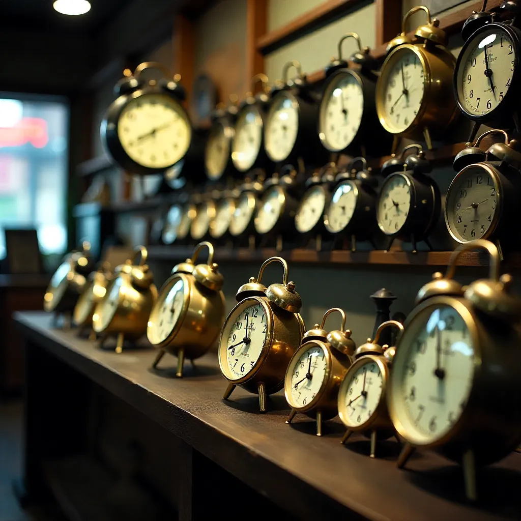 Klassinen pöytäkello puupohjalla